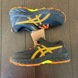 Asics Kids Pre Venture 9 PS‎ Athletic Black Orange Shoes Size 2